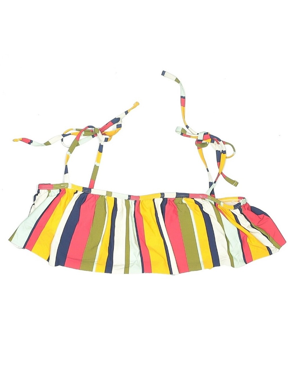 Time and Tru Vibrant Striped Flounce Bikini Swim Top - Size M (8-10), Multi